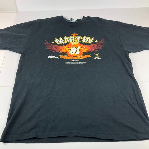 Mark Martin NASCAR Shirt Men's Large Black & Orange Big Graphic Print Racing Tee - Picture 1 of 11
